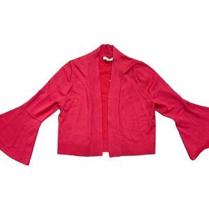 Calvin Klein Women’s Sz Small Dark Pink Open Front Short Sweater Bell Sleeve NWT